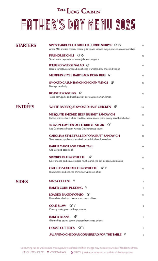 Fathers Day Menu 2025