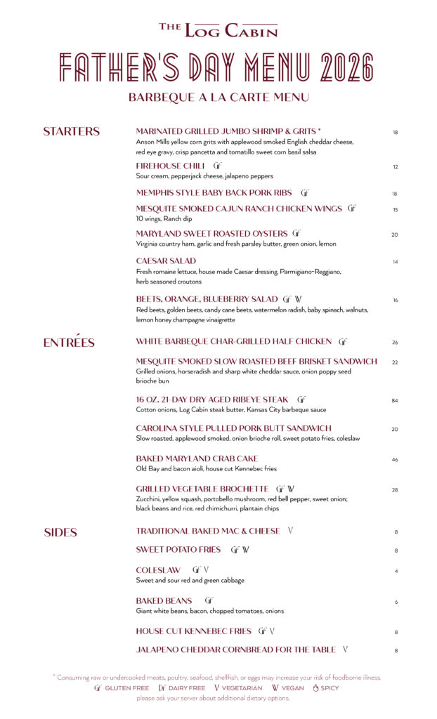 Fathers Day Menu 2026